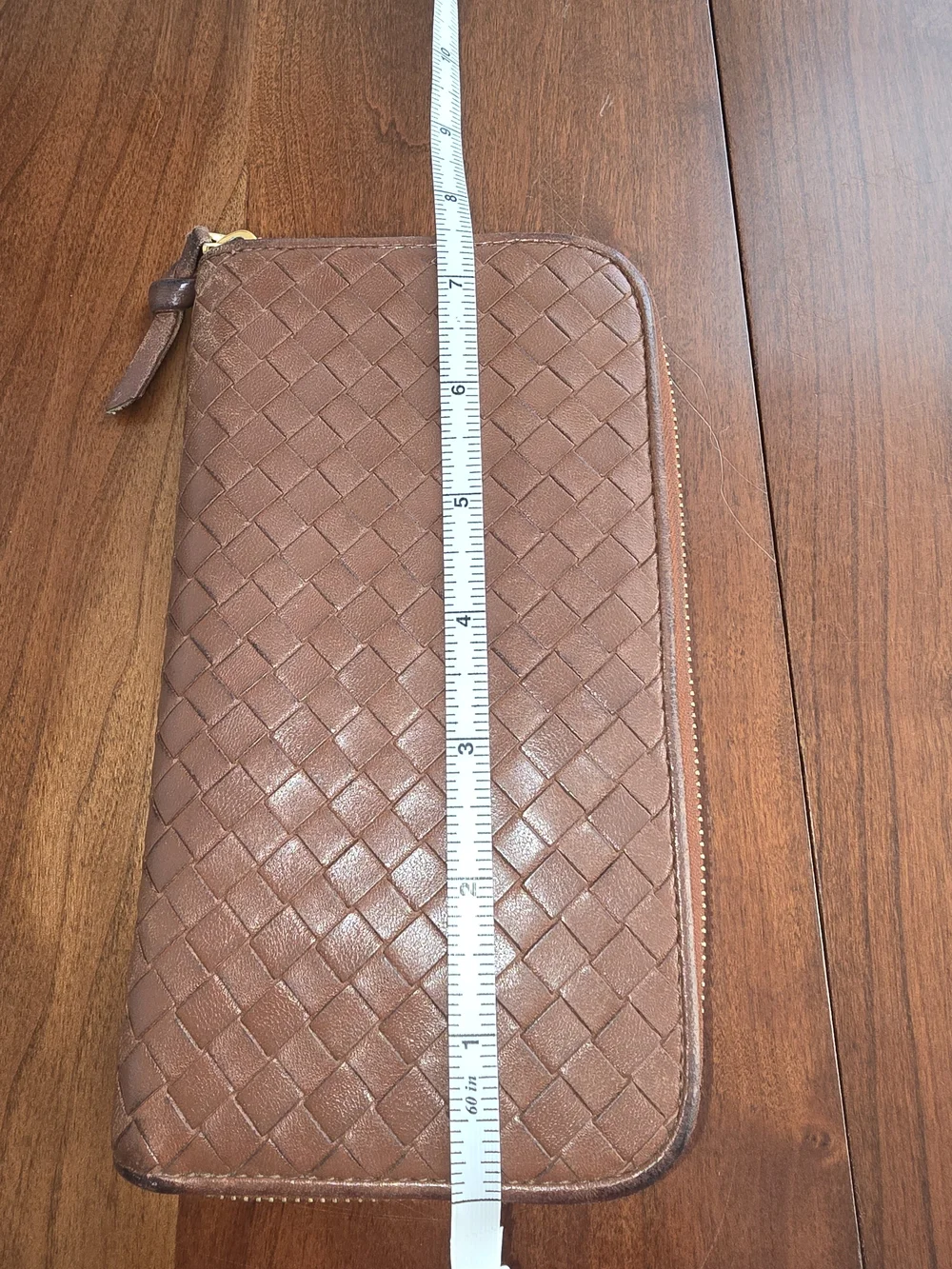 Genuine Bottega Veneta Woven Zip-Around NAPPA Leather Intrecciato Wallet, EUC